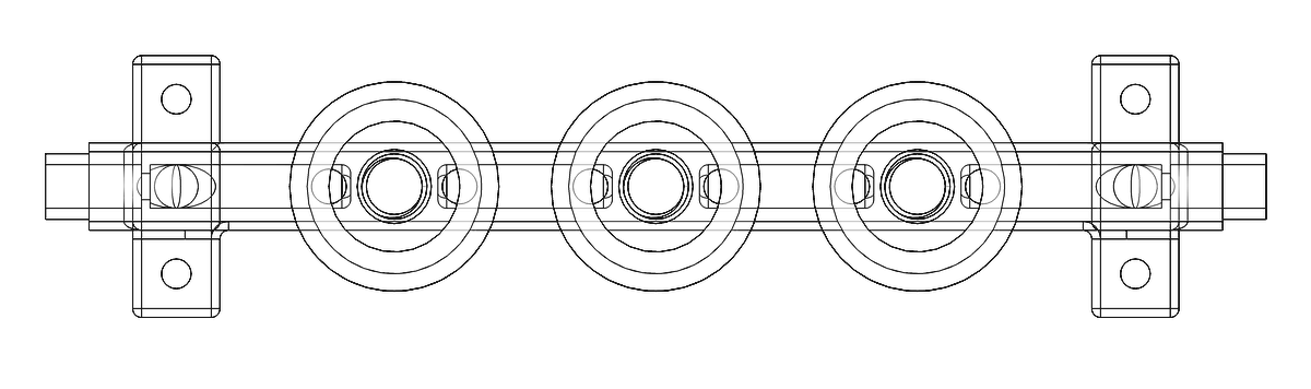 Top view CAD of the Well Base Tube showing the central channel and three chambers