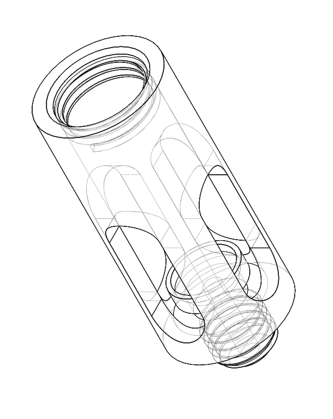 Wireframe CAD of the Scaffold Well showing the internal base plate and through-lumens