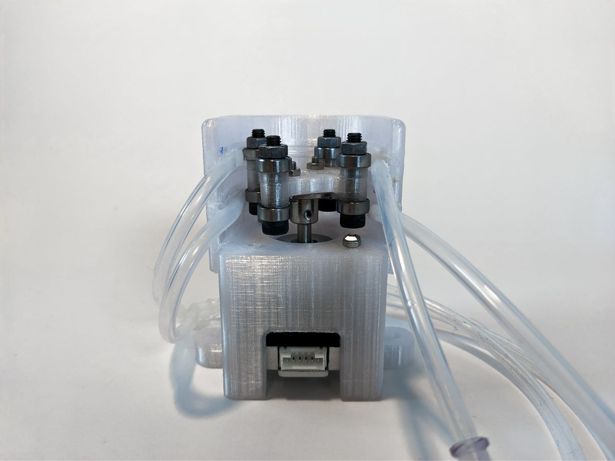Custom peristaltic pump, close up