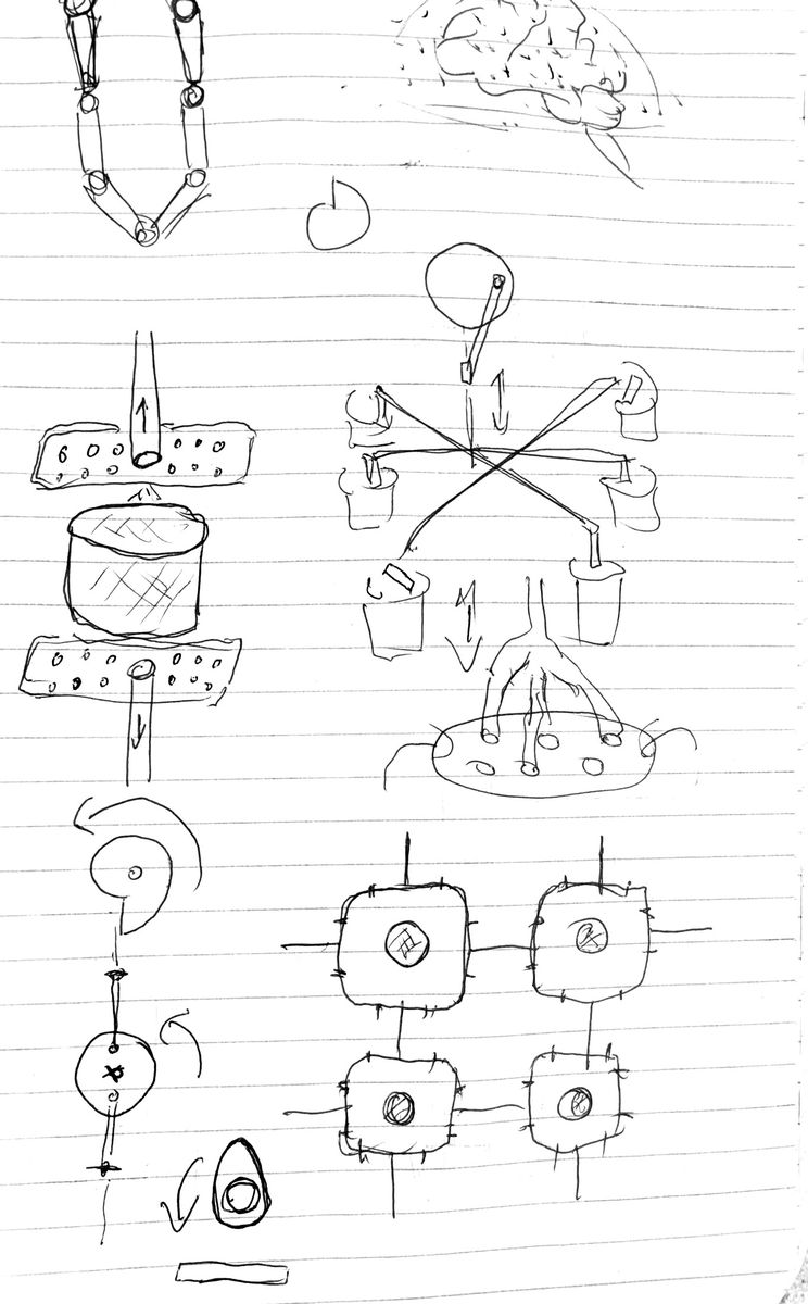 Early concept sketches and mechanism ideation