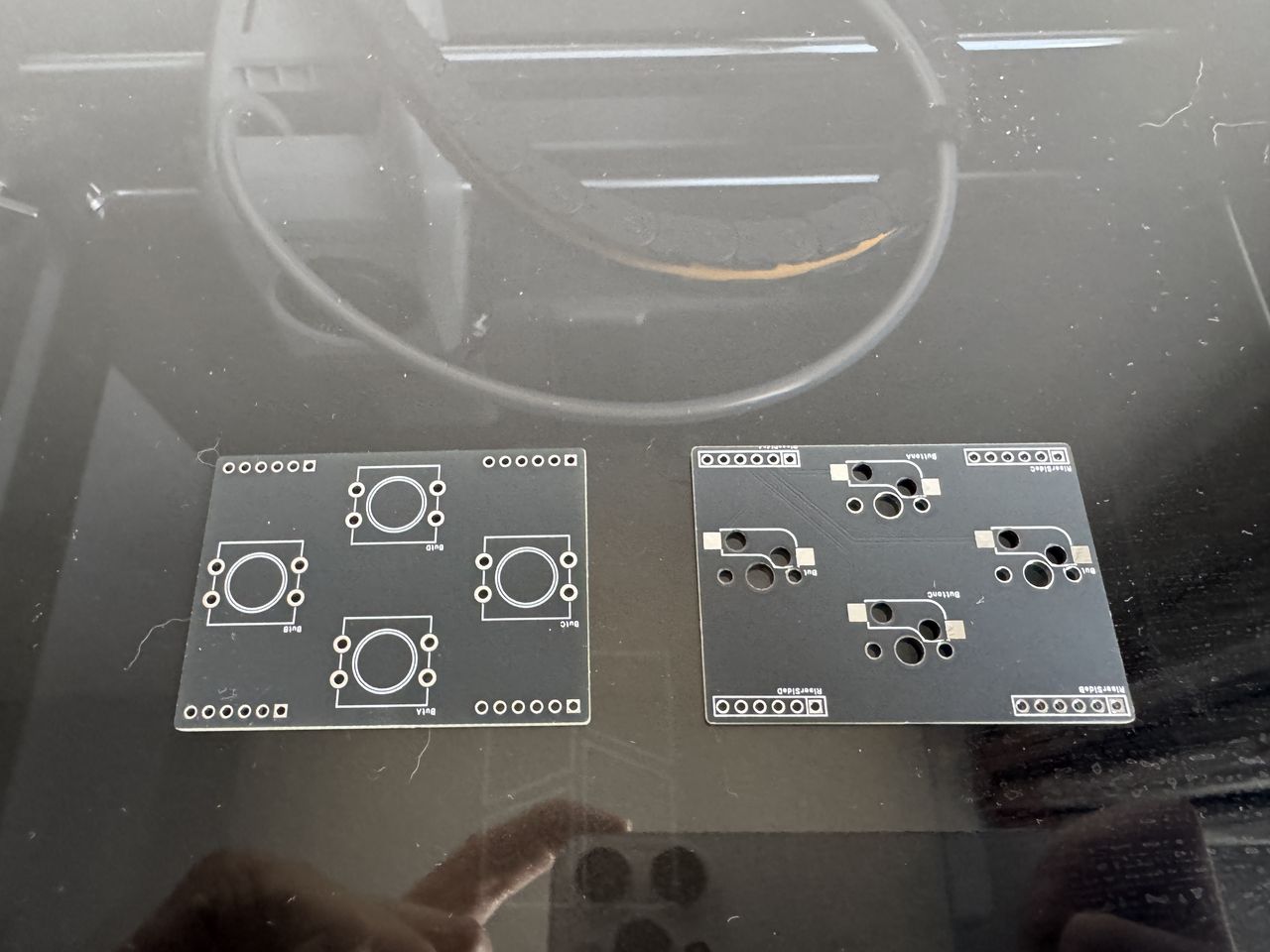 Both bare riser boards, tactile and mechanical