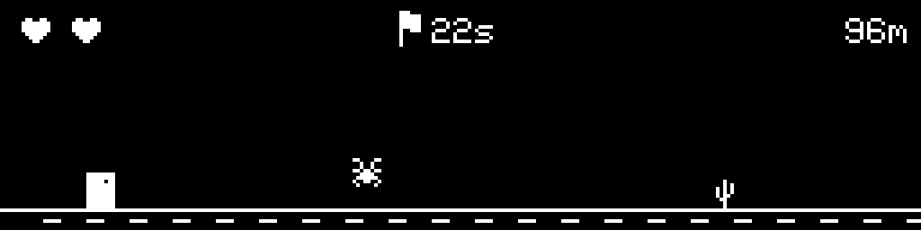Wild Runner running as an alarm dismissal, with two hearts, a finish flag showing 22 seconds remaining, and a distance counter