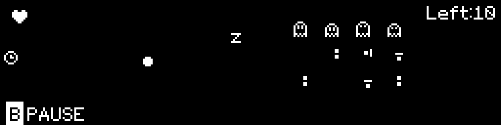 Space Dudes running on CinderClock, three rows of icon enemies advancing from the right toward the player on the left